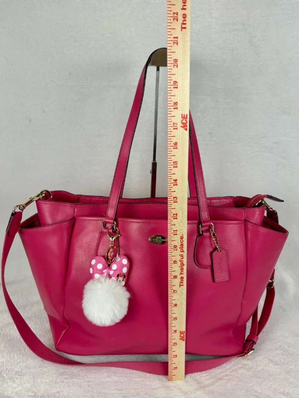 Coach Peyton Multifunction Baby Diaper Bag Dahlia Pink with Changing Pad/Charm
